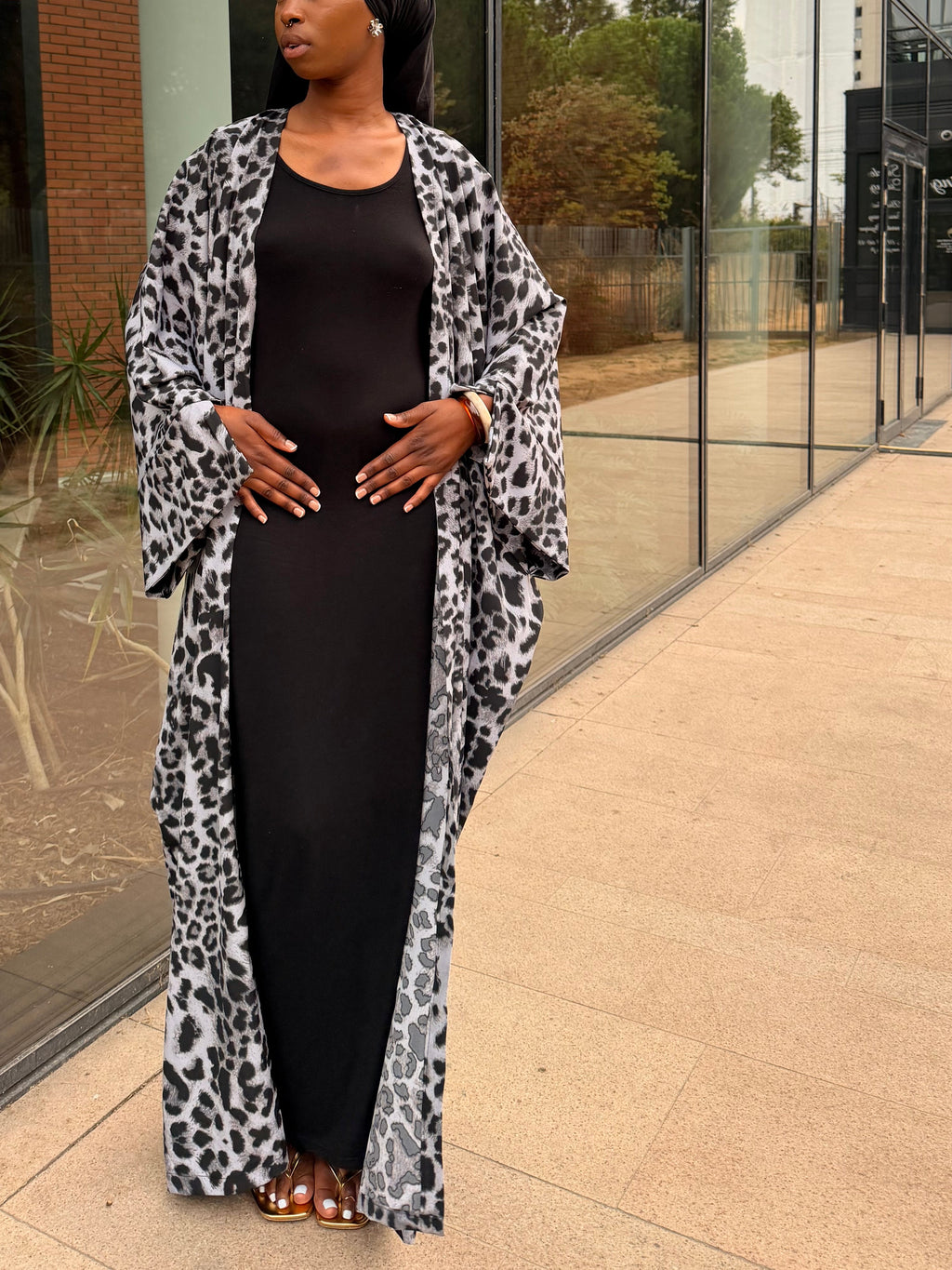 Kimono léopard grey