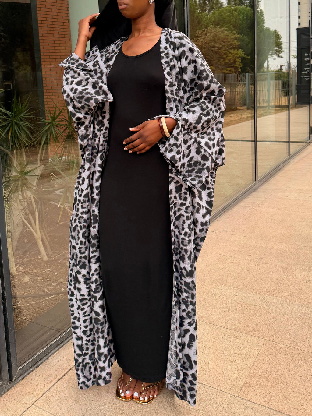 Kimono léopard grey