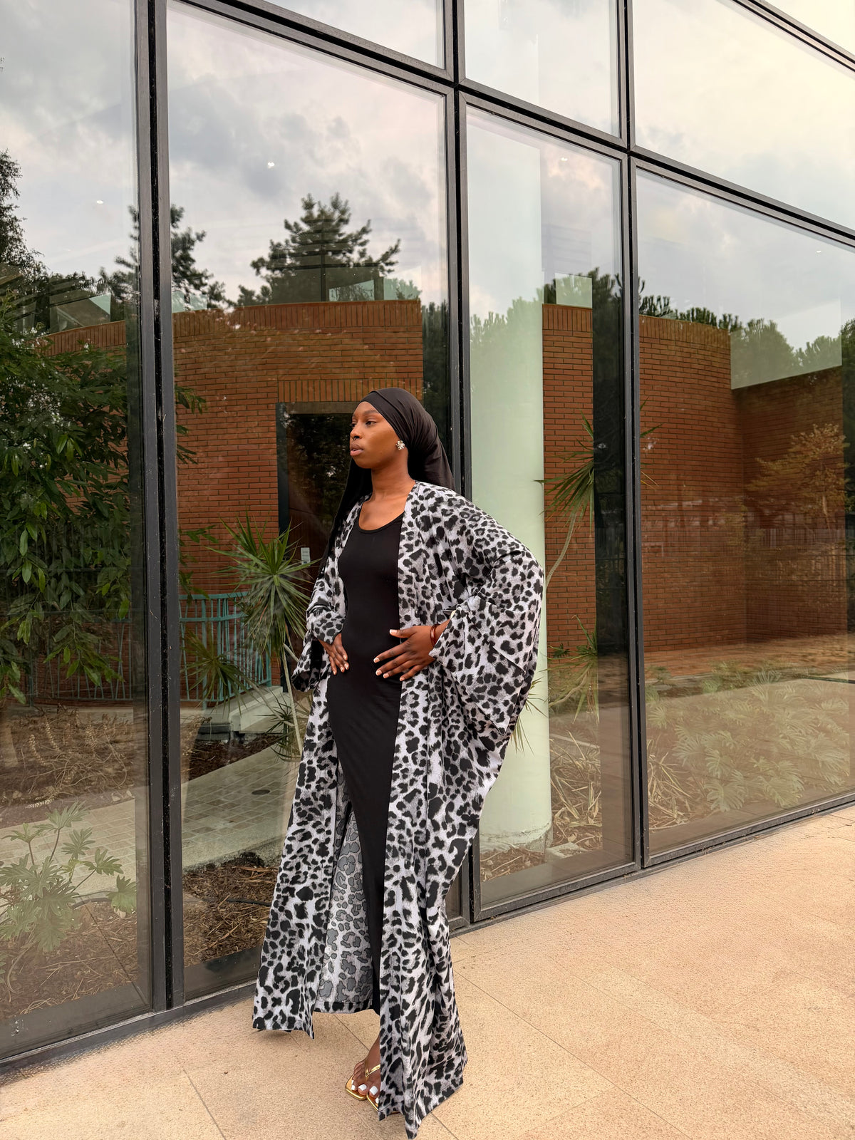 Kimono léopard grey